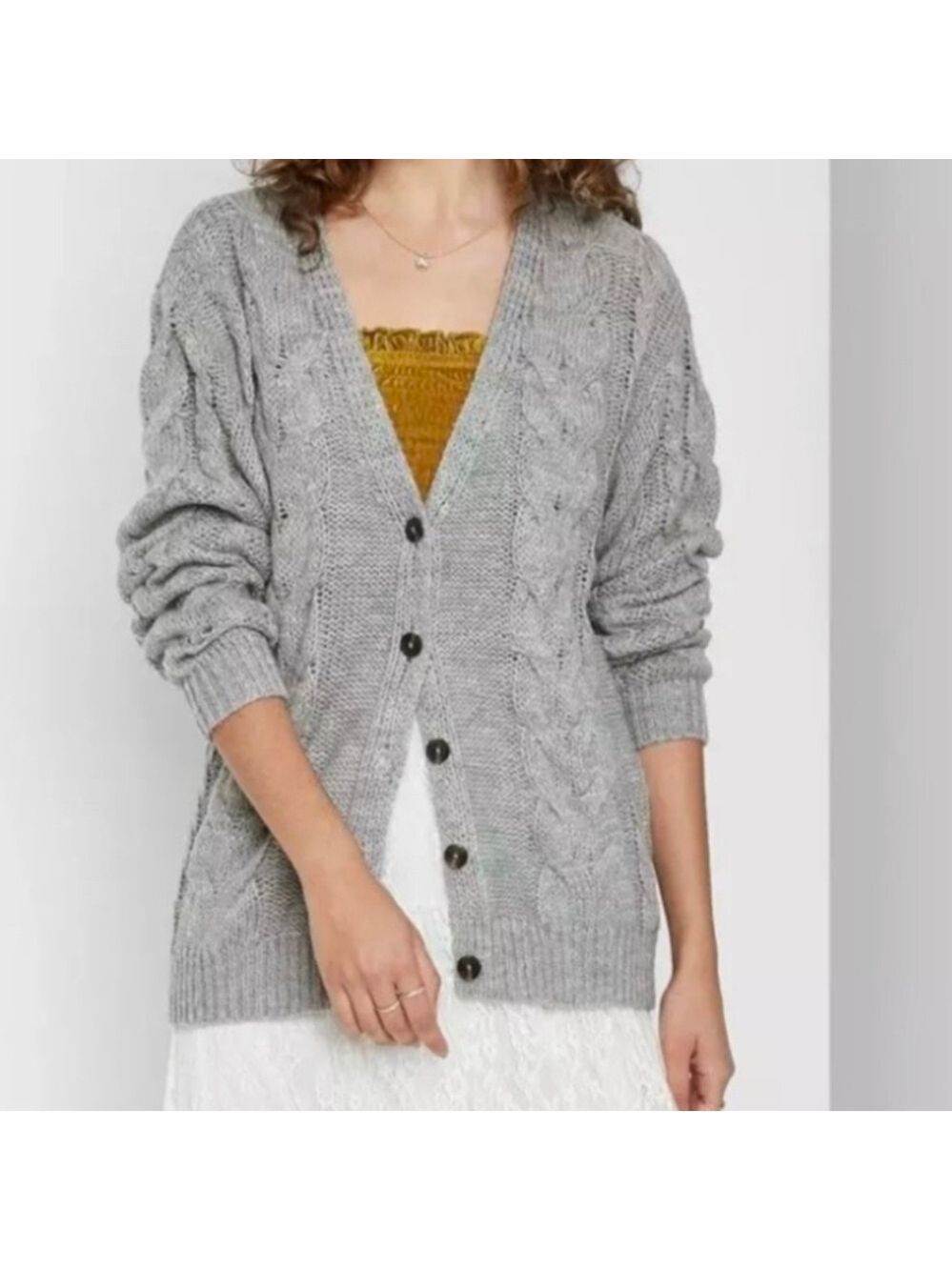 Wild fable gray button down cardigan size Medium